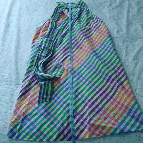 J. Crew Tie Neck Rainbow Gingham Cotton A-line Sleeveless Dress Size 2P - Picture 12 of 15